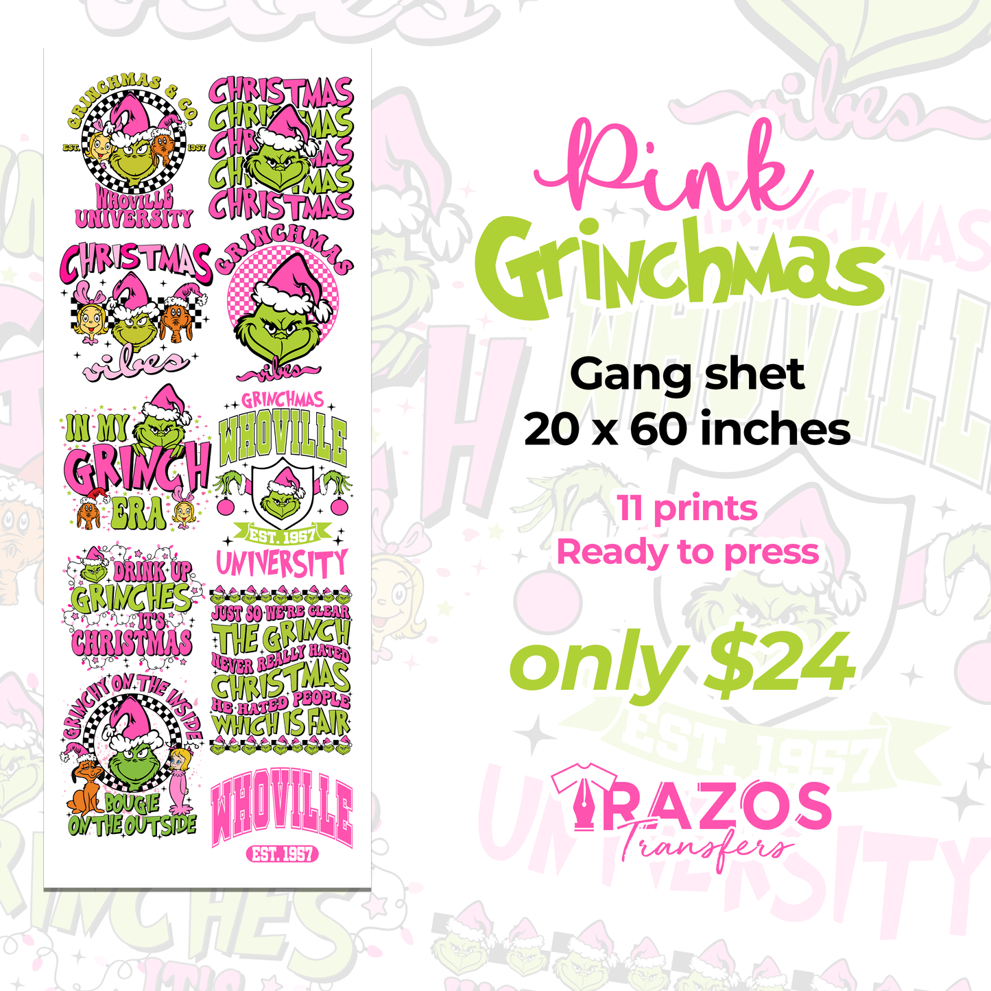 Pink Grinchmas Gang Sheet