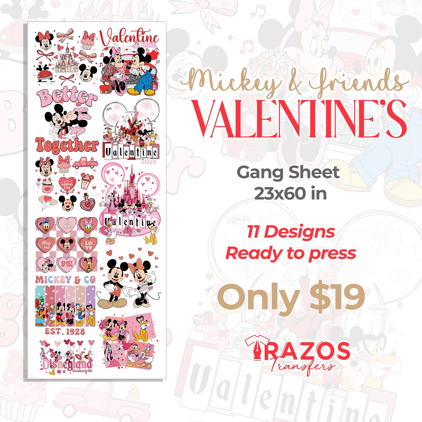 Mickey & Friends Valentine's Transfers