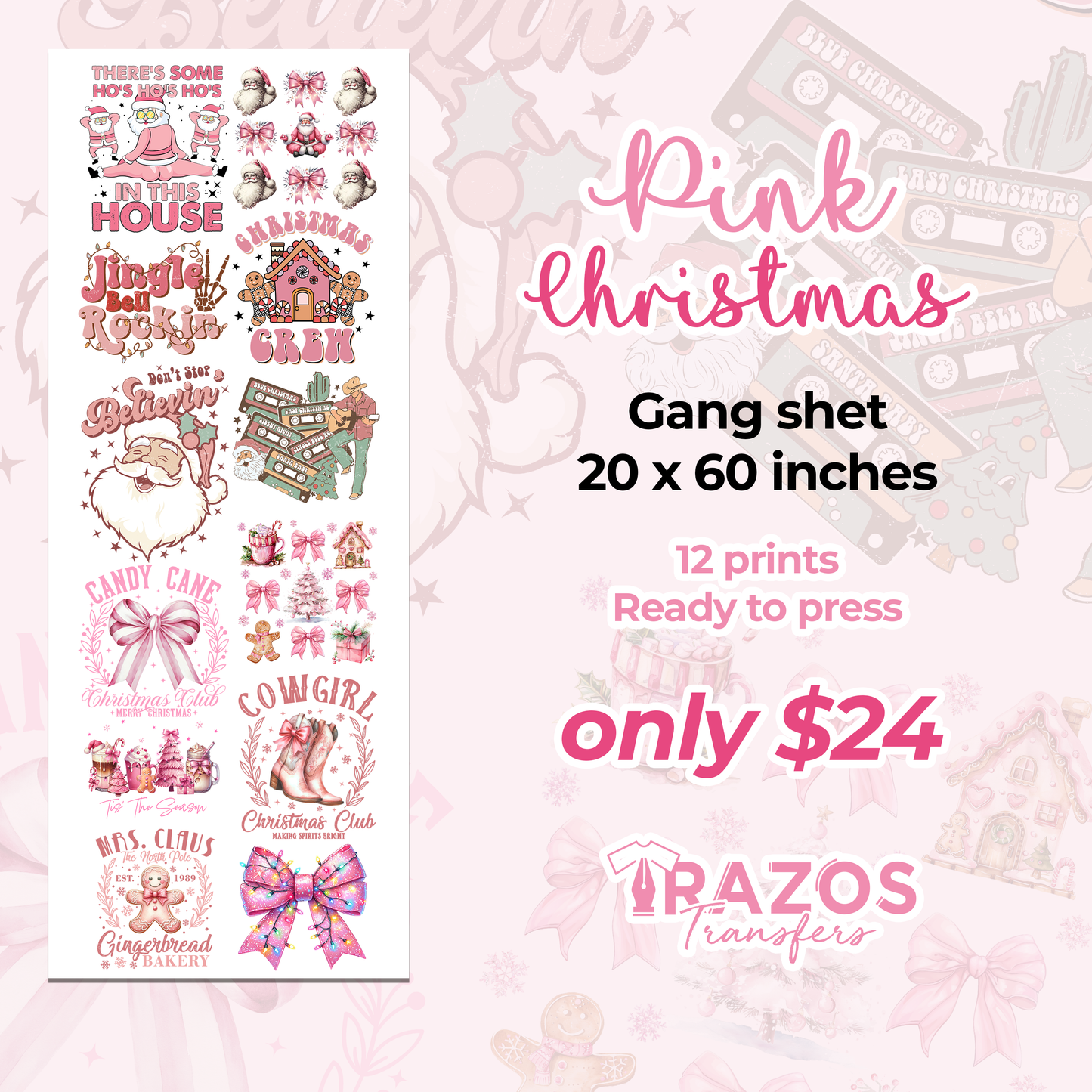 Pink Christmas Gang Sheet